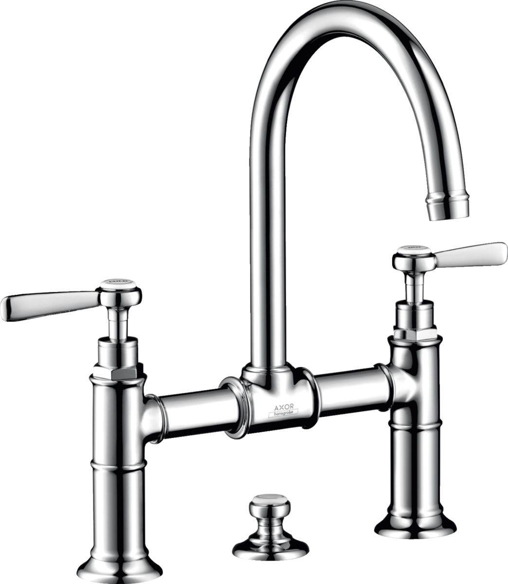 HANSGROHE AXOR Montreux Umyvadlová baterie se se dvěma ventily 220 s páčkovými rukojeťmi a s odtokovou soupravou s táhlem #16511000 - chrom