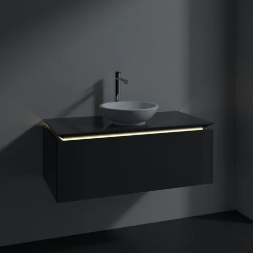 VILLEROY BOCH Legato toaletní skříňka, s osvětlením, 1 zásuvka, 1000 x 380 x 500 mm, lesklá šedá / lesklá šedá #B571L0FP, obrázek 3