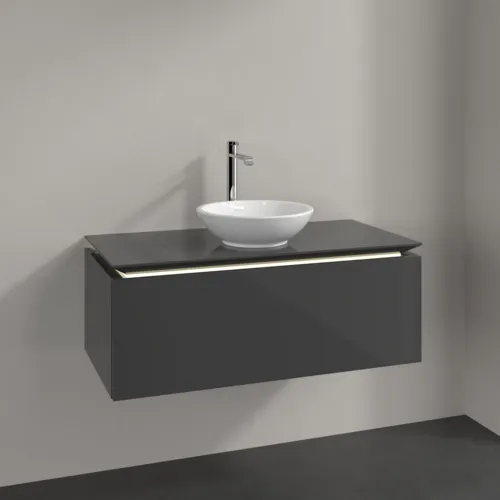 VILLEROY BOCH Legato toaletní skříňka, s osvětlením, 1 zásuvka, 1000 x 380 x 500 mm, lesklá šedá / lesklá šedá #B571L0FP, obrázek 2