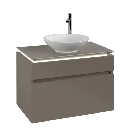 VILLEROY BOCH Legato toaletní skříňka, s osvětlením, 2 výsuvy, 800 x 550 x 500 mm, Truffle Grey / Truffle Grey #B570L0VG