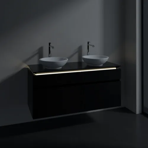 VILLEROY BOCH Legato toaletní skříňka, s osvětlením, 4 výsuvy, 1200 x 550 x 500 mm, černý matný lak / černý matný lak #B584L0PD, obrázek 3