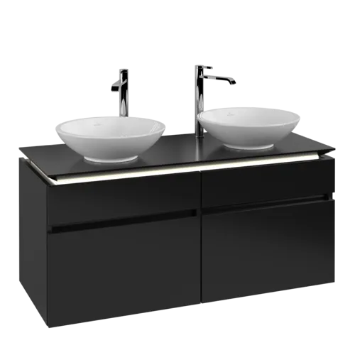 VILLEROY BOCH Legato toaletní skříňka, s osvětlením, 4 výsuvy, 1200 x 550 x 500 mm, černý matný lak / černý matný lak #B584L0PD