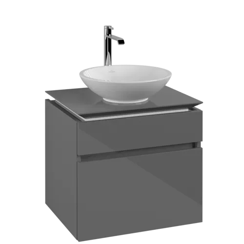 VILLEROY BOCH Legato toaletní skříňka, 2 výsuvy, 600 x 550 x 500 mm, lesklá šedá / lesklá šedá #B56800FP