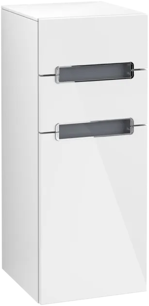 VILLEROY BOCH Boční skříňka Subway 2.0, 1 dvířka, 2 zásuvky, 356 x 857 x 370 mm, lesklá bílá / sklo bílé #A7131SDH