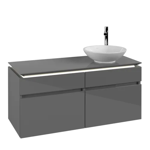 VILLEROY BOCH Legato toaletní skříňka, s osvětlením, 4 výsuvy, 1200 x 550 x 500 mm, lesklá šedá / lesklá šedá #B582L0FP