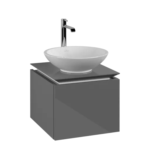 VILLEROY BOCH Legato toaletní skříňka, 1 zásuvka, 450 x 380 x 500 mm, lesklá šedá / lesklá šedá #B56500FP