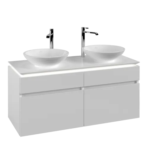 VILLEROY BOCH Legato toaletní skříňka, s osvětlením, 4 výsuvy, 1200 x 550 x 500 mm, bílá matná / bílá matná #B584L0MS