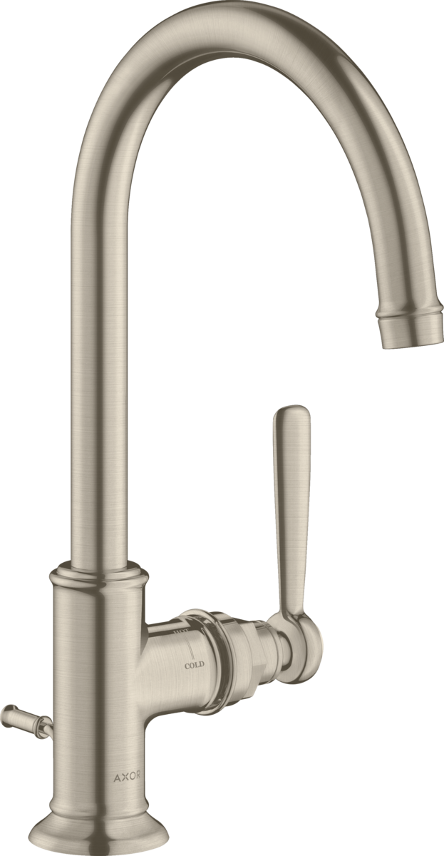 HANSGROHE AXOR Montreux Páková umyvadlová baterie 210 s páčkovou rukojetí a s odtokovou soupravou s táhlem #16517820 - kartáčovaný nikl