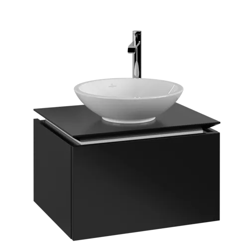 VILLEROY BOCH Legato toaletní skříňka, 1 zásuvka, 600 x 380 x 500 mm, černý matný lak / černý matný lak #B56700PD