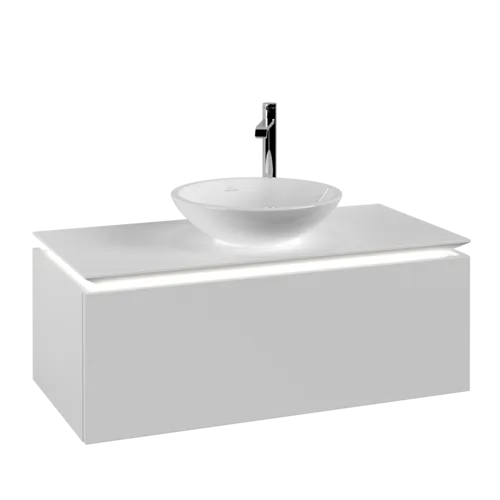 VILLEROY BOCH Legato toaletní skříňka, s osvětlením, 1 zásuvka, 1000 x 380 x 500 mm, bílá matná / bílá matná #B571L0MS
