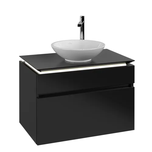 VILLEROY BOCH Legato toaletní skříňka, s osvětlením, 2 výsuvy, 800 x 550 x 500 mm, černý matný lak / černý matný lak #B570L0PD