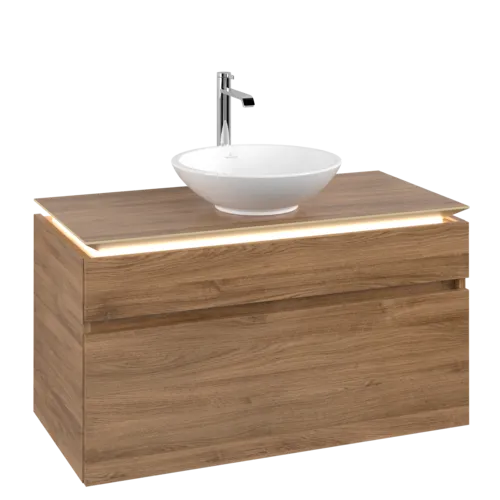VILLEROY BOCH Legato toaletní skříňka, s osvětlením, 2 výsuvy, 1000 x 550 x 500 mm, dub Kansas / dub Kansas #B572L0RH