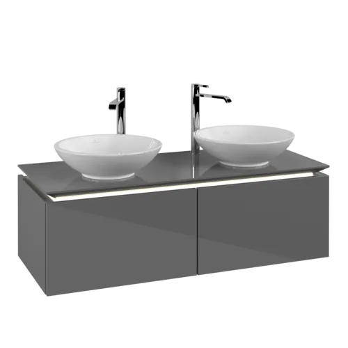 VILLEROY BOCH Legato toaletní skříňka, s osvětlením, 2 výsuvy, 1200 x 380 x 500 mm, lesklá šedá / lesklá šedá #B583L0FP