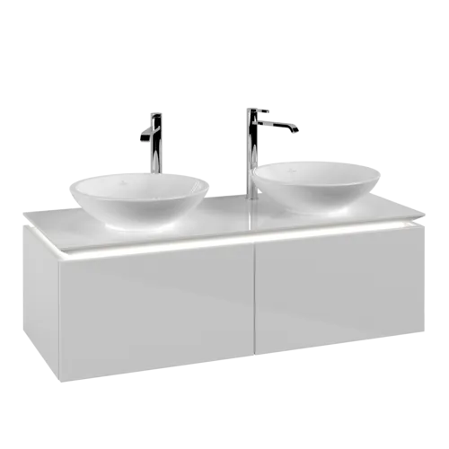 VILLEROY BOCH Legato toaletní skříňka, s osvětlením, 2 výsuvy, 1200 x 380 x 500 mm, lesklá bílá / lesklá bílá #B583L0DH