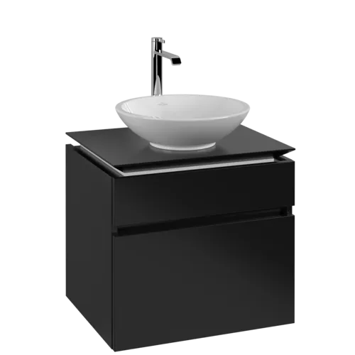 VILLEROY BOCH Legato toaletní skříňka, 2 výsuvy, 600 x 550 x 500 mm, černý matný lak / černý matný lak #B56800PD