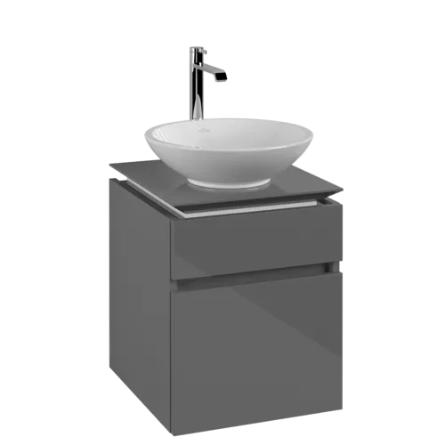 VILLEROY BOCH Legato toaletní skříňka, 2 výsuvy, 450 x 550 x 500 mm, lesklá šedá / lesklá šedá #B56600FP