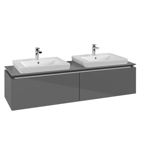 VILLEROY BOCH Legato toaletní skříňka, 2 výsuvy, 1600 x 380 x 500 mm, lesklá šedá / lesklá šedá #B69200FP