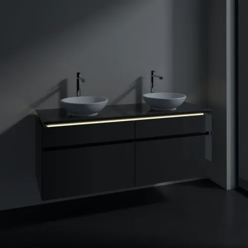 VILLEROY BOCH Legato toaletní skříňka, s osvětlením, 4 výsuvy, 1400 x 550 x 500 mm, lesklá šedá / lesklá šedá #B592L0FP, obrázek 3