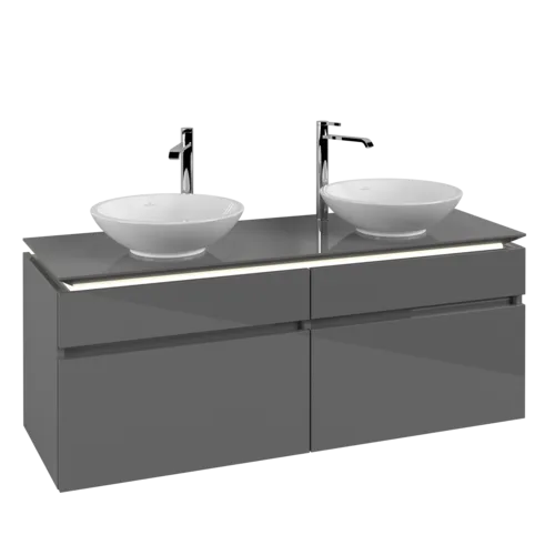 VILLEROY BOCH Legato toaletní skříňka, s osvětlením, 4 výsuvy, 1400 x 550 x 500 mm, lesklá šedá / lesklá šedá #B592L0FP