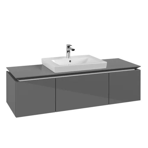 VILLEROY BOCH Legato toaletní skříňka, 3 výsuvy, 1400 x 380 x 500 mm, lesklá šedá / lesklá šedá #B68400FP
