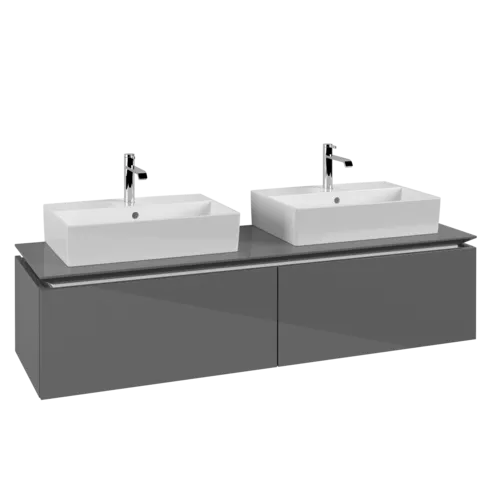 VILLEROY BOCH Legato toaletní skříňka, 2 výsuvy, 1600 x 380 x 500 mm, lesklá šedá / lesklá šedá #B67600FP