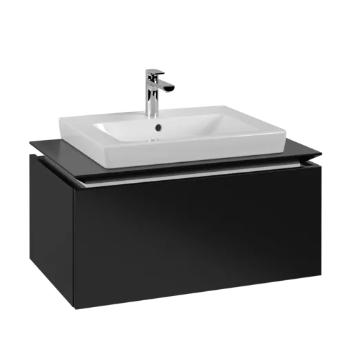 VILLEROY BOCH Legato toaletní skříňka, 1 zásuvka, 800 x 380 x 500 mm, černý matný lak / černý matný lak #B67800PD