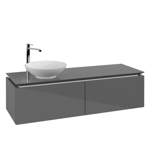 VILLEROY BOCH Legato toaletní skříňka, 2 výsuvy, 1400 x 380 x 500 mm, lesklá šedá / lesklá šedá #B58700FP