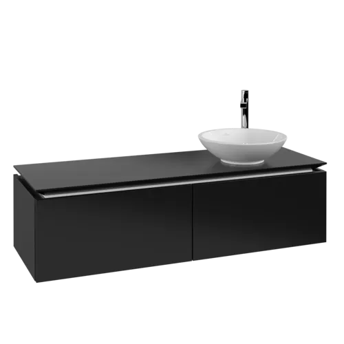 VILLEROY BOCH Legato toaletní skříňka, 2 výsuvy, 1400 x 380 x 500 mm, černý matný lak / černý matný lak #B58900PD