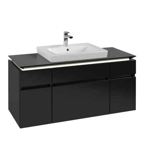 VILLEROY BOCH Legato toaletní skříňka, s osvětlením, 5 výsuvů, 1200 x 550 x 500 mm, černý matný lak / černý matný lak #B683L0PD