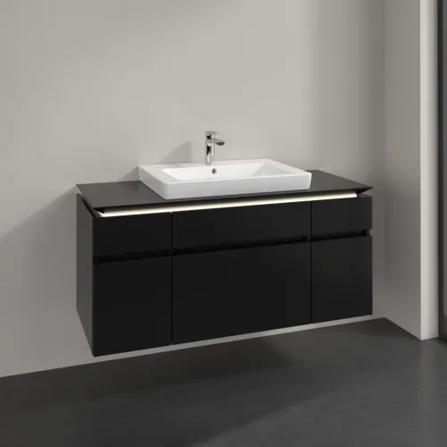 VILLEROY BOCH Legato toaletní skříňka, s osvětlením, 5 výsuvů, 1200 x 550 x 500 mm, černý matný lak / černý matný lak #B683L0PD, obrázek 2