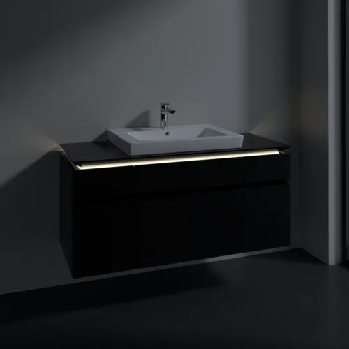 VILLEROY BOCH Legato toaletní skříňka, s osvětlením, 5 výsuvů, 1200 x 550 x 500 mm, černý matný lak / černý matný lak #B683L0PD, obrázek 3