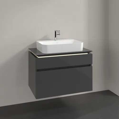 VILLEROY BOCH Legato toaletní skříňka, s osvětlením, 2 výsuvy, 800 x 550 x 500 mm, lesklá šedá / lesklá šedá #B754L0FP, obrázek 2