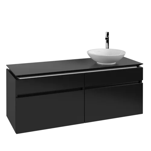 VILLEROY BOCH Legato toaletní skříňka, 4 výsuvy, 1400 x 550 x 500 mm, černý matný lak / černý matný lak #B59000PD