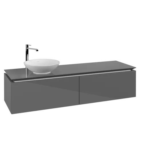 VILLEROY BOCH Legato toaletní skříňka, 2 výsuvy, 1600 x 380 x 500 mm, lesklá šedá / lesklá šedá #B59500FP
