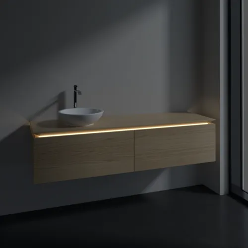 VILLEROY BOCH Legato toaletní skříňka, s osvětlením, 2 výsuvy, 1600 x 380 x 500 mm, severský dub / severský dub #B595L0VJ, obrázek 3