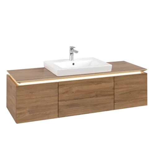 VILLEROY BOCH Legato toaletní skříňka, s osvětlením, 3 výsuvy, 1400 x 380 x 500 mm, dub Kansas / dub Kansas #B684L0RH