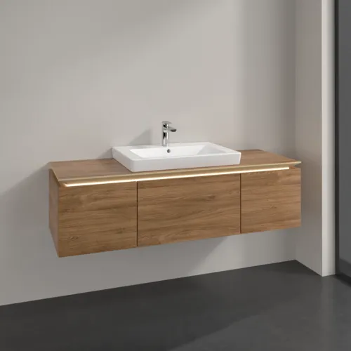 VILLEROY BOCH Legato toaletní skříňka, s osvětlením, 3 výsuvy, 1400 x 380 x 500 mm, dub Kansas / dub Kansas #B684L0RH, obrázek 2