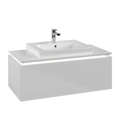 VILLEROY BOCH Legato toaletní skříňka, s osvětlením, 1 zásuvka, 1000 x 380 x 500 mm, lesklá bílá / lesklá bílá #B680L0DH