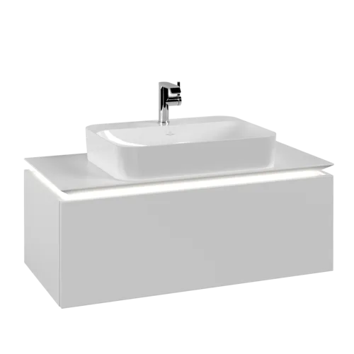 VILLEROY BOCH Legato toaletní skříňka, s osvětlením, 1 zásuvka, 1000 x 380 x 500 mm, bílá matná / bílá matná #B755L0MS