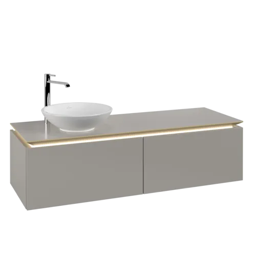VILLEROY BOCH Legato toaletní skříňka, s osvětlením, 2 výsuvy, 1400 x 380 x 500 mm, Soft Grey / Soft Grey #B587L0VK