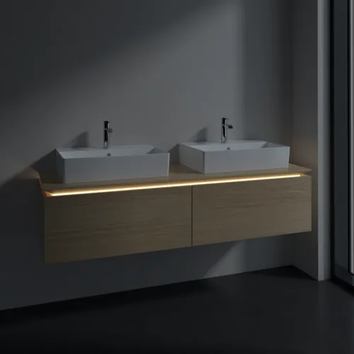 VILLEROY BOCH Legato toaletní skříňka, s osvětlením, 2 výsuvy, 1600 x 380 x 500 mm, severský dub / severský dub #B676L0VJ, obrázek 3