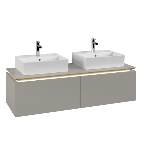 VILLEROY BOCH Legato toaletní skříňka, s osvětlením, 2 výsuvy, 1400 x 380 x 500 mm, Soft Grey / Soft Grey #B668L0VK