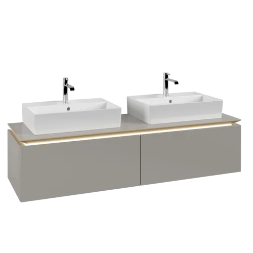VILLEROY BOCH Legato toaletní skříňka, s osvětlením, 2 výsuvy, 1600 x 380 x 500 mm, Soft Grey / Soft Grey #B676L0VK