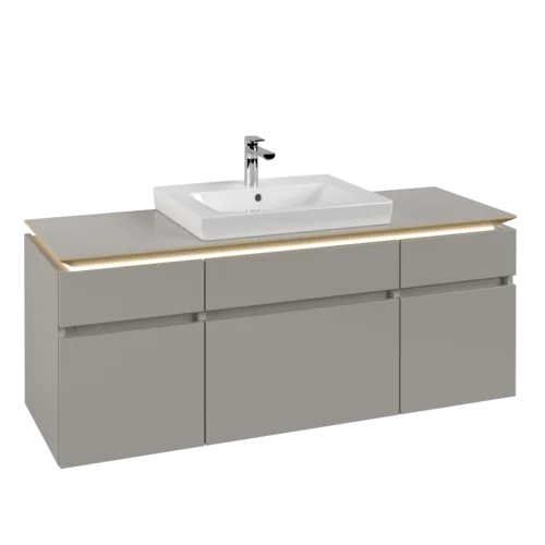 VILLEROY BOCH Legato toaletní skříňka, s osvětlením, 5 výsuvů, 1400 x 550 x 500 mm, Soft Grey / Soft Grey #B685L0VK