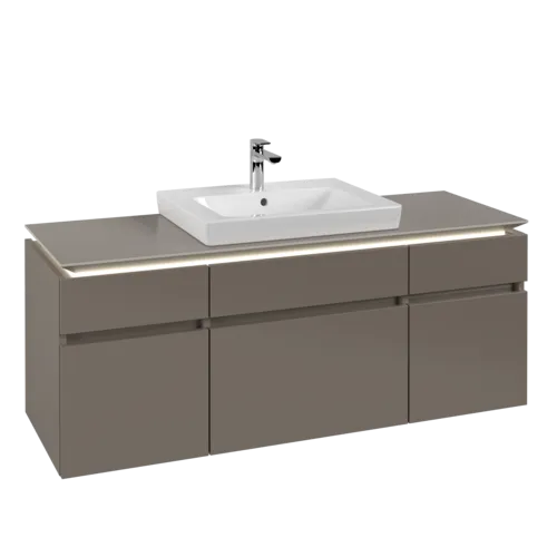 VILLEROY BOCH Legato toaletní skříňka, s osvětlením, 5 výsuvů, 1400 x 550 x 500 mm, Truffle Grey / Truffle Grey #B685L0VG