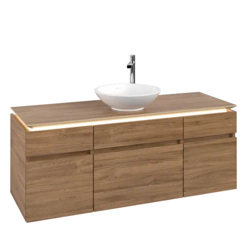 VILLEROY BOCH Legato toaletní skříňka, s osvětlením, 5 výsuvů, 1400 x 550 x 500 mm, dub Kansas / dub Kansas #B586L0RH