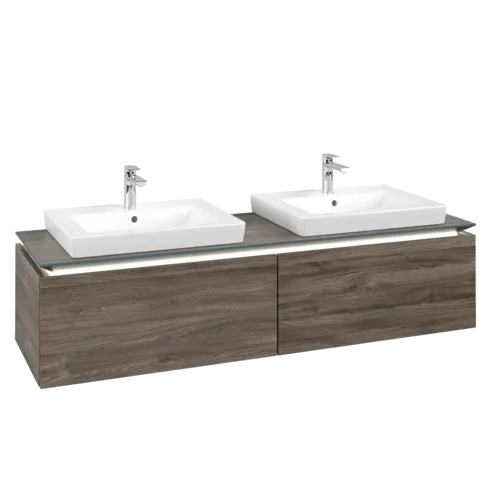 VILLEROY BOCH Legato toaletní skříňka, s osvětlením, 2 výsuvy, 1600 x 380 x 500 mm, Kamenný dub / Kamenný dub #B692L0RK