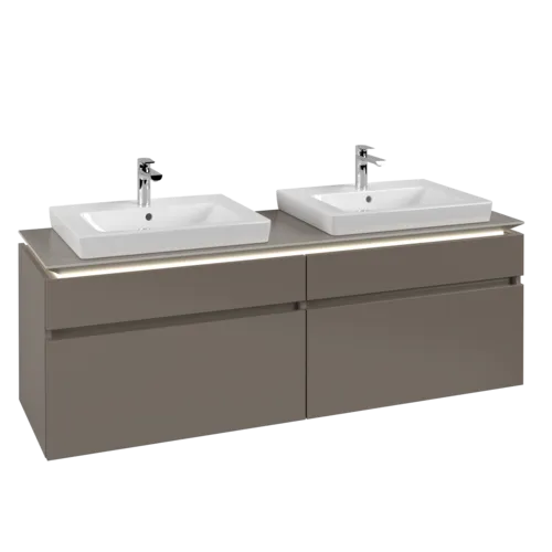 VILLEROY BOCH Legato toaletní skříňka, s osvětlením, 4 výsuvy, 1600 x 550 x 500 mm, Truffle Grey / Truffle Grey #B693L0VG