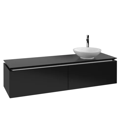 VILLEROY BOCH Legato toaletní skříňka, 2 výsuvy, 1600 x 380 x 500 mm, černý matný lak / černý matný lak #B59700PD