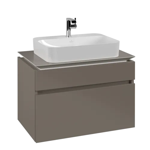 VILLEROY BOCH Legato toaletní skříňka, 2 výsuvy, 800 x 550 x 500 mm, Truffle Grey / Truffle Grey #B75400VG